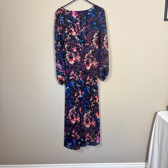 GUESS Multicolor Floral Long-Sleeve Wrap Dress - Size 6 - Picture 2 of 13